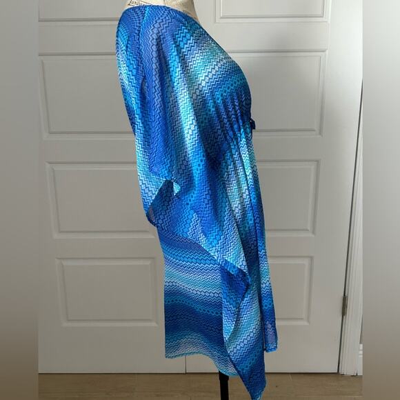 Into the bleu rod Beattie ombré blue beach cover up sheer size small swim - Picture 4 of 9